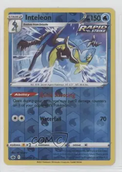 Inteleon Reverse Foil Pokemon Sword & Shield Chilling Reign #043 16nl - Image 1