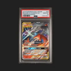 2019 POKEMON SUN & MOON UNBROKEN BONDS #20 RESHIRAM & CHARIZARD GX PSA 10 GEM MT - Image 1