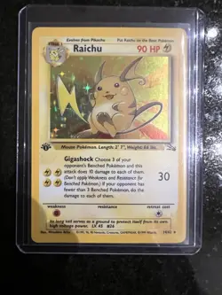 Pokemon 1st Edition Raichu Holo 1999 Fossil 14/62 Vintage Tcg Card Rare Nm-lp - Image 1