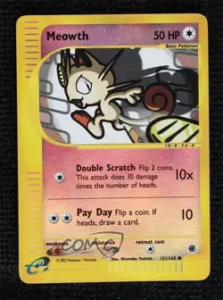 Meowth Reverse Foil Pokemon e-Card Series Expedition #121 2002 1kx5 - Image 1