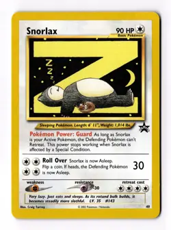 2002 Pokemon Black Star Promo Card #49 Snorlax WOTC NM/Never Played - Image 3