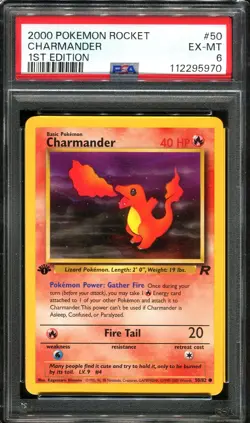 PSA 6 Charmander 50/82 1st Edition Rocket Pokemon Card - Image 3