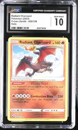 CGC 10 Radiant Charizard 020/159 Crown Zenith Shiny Holo Pokemon Card psa - Image 2