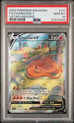 VERY LOW POP PSA 10 Charizard V INDONESIAN Vstar Universe 211/172 Pokemon Card - Image 1