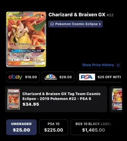 Charizard & Braixen GX Tag Team Pokémon Card 230/236 Holo Rare - Image 3
