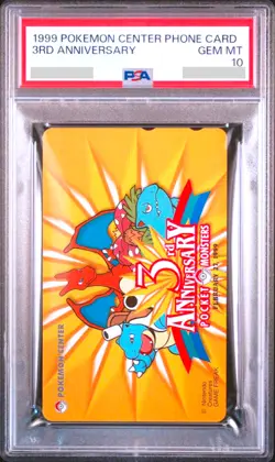PSA 10 Pokemon Center 3 RDAnniversary Charizard Blastoise Venusaur Phone Card - Image 1