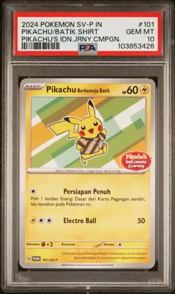 Pikachu in Batik Shirt - Indonesian Journey Promo 101/SV-P  - Pokemon Card - Image 1