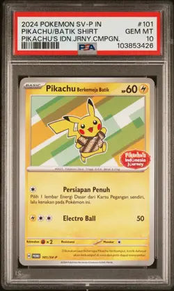 Pikachu in Batik Shirt - Indonesian Journey Promo 101/SV-P  - Pokemon Card - Image 3