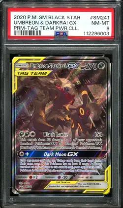PSA 8 Umbreon Darkrai GX SM241 Promo Tag Team Power Collection Pokemon Card - Image 1