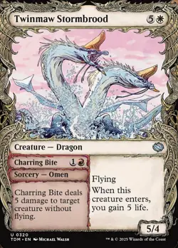 Twinmaw Stormbrood // Charring Bite - Foil - Showcase - Tarkir: Dragonstorm #032 - Image 2