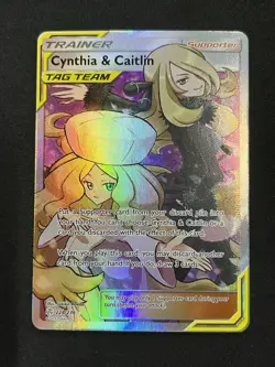 PokÃ©mon TCG Cynthia and Caitlin Full Art Tag Team Card 228/236 Mint Condition - Image 1