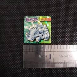 Rhyhorn Pokemon Bros Card Kira Mini Game Boy Anime Nintendo Japan No.111 - Image 2