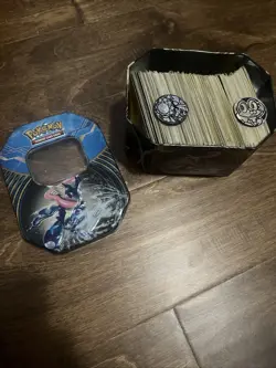 Pokemon Tin with 275+ cards Unsorted from 2014-2015🔥🔥�� - Image 1