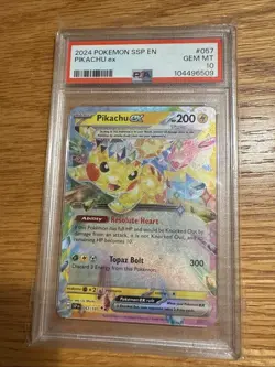 Pokemon Pikachu EX Double Rare Card 057/191 Surging Sparks PSA 10 Gem MT - Image 1