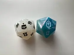 "Crystal" Shinra Blue  & White Moogle Oversized D20 Die Mega MTG Final Fantasy - Image 1
