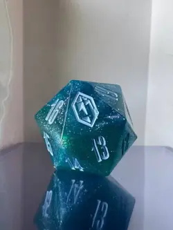 "Crystal" Shinra Blue  & White Moogle Oversized D20 Die Mega MTG Final Fantasy - Image 2