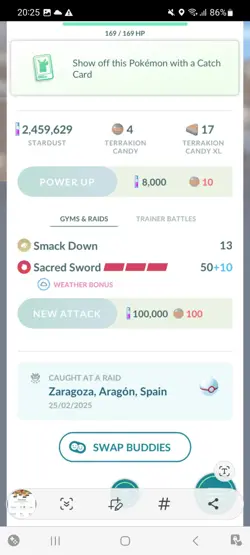 Pokemon Go Legendary Shiny Terrakion ( High CP ) - Image 2