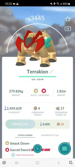 Pokemon Go Legendary Shiny Terrakion ( High CP ) - Image 3