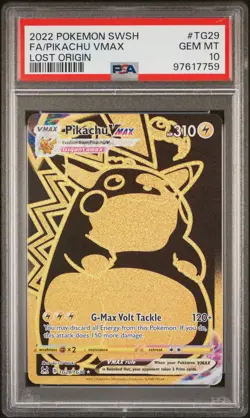 2022 POKEMON SWORD & SHIELD LOST ORIGIN #TG29 FULL ART/PIKACHU VMAX PSA 10 - Image 3