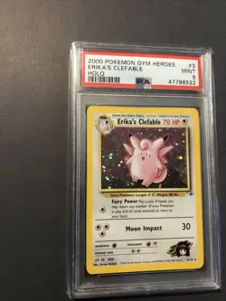 2000 Pokemon Gym Heroes Holo Erika's Clefable #3 PSA 9 MINT Unlimited - Image 1