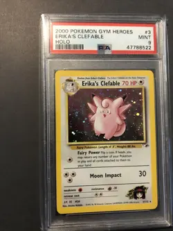 2000 Pokemon Gym Heroes Holo Erika's Clefable #3 PSA 9 MINT Unlimited - Image 2