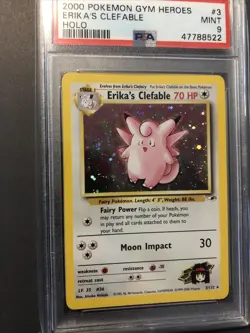 2000 Pokemon Gym Heroes Holo Erika's Clefable #3 PSA 9 MINT Unlimited - Image 3