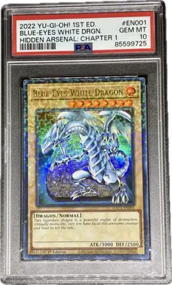 Yugioh PSA 10 Blue-Eyes White Dragon HAC1-EN001 1st Edition Ultra Rare - Image 1