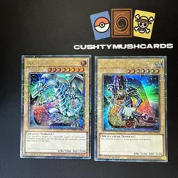 YUGIOH BLUE EYES WHITE DRAGON & DARK MAGICIAN DUEL TERMINAL RARE HAC1-EN001 002 - Image 5