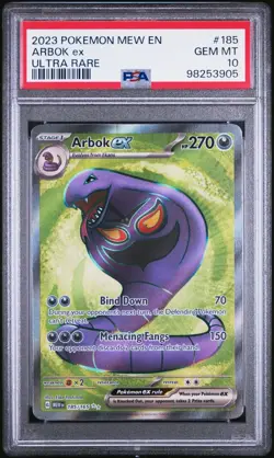 Arbok ex 185 Ultra Rare Pokémon Scarlet & Violet 151 PSA 10 GEM MINT - Image 1