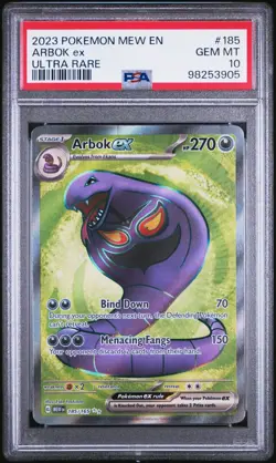 Arbok ex 185 Ultra Rare Pokémon Scarlet & Violet 151 PSA 10 GEM MINT - Image 3