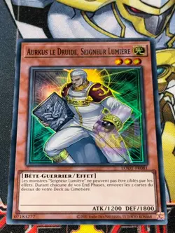 Yu Gi Oh AURKUS THE DRUID, LORD LIGHT CARD LODT-FR081 REPRINT - Image 1