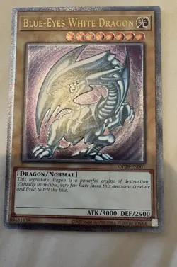 Yugioh OP28-EN001 Blue-Eyes White Dragon Ultimate Rare Euro NM purple cleanest - Image 1