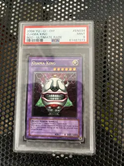 2004 YUGIOH SOD-ENO34 OJAMA KING ULTIMATE RARE PSA 9 MINT - Image 1