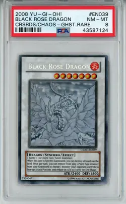 2008 YUGIOH CSOC-EN039 BLACK ROSE DRAGON GHOST RARE HOLO FOIL PSA 8 NM #43587124 - Image 3