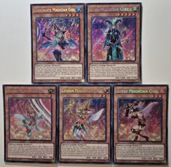 YuGiOh 5 Card Secret Rare Fruit Magician Girl Set 1st Edition - Image 1