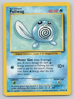Pokemon Poliwag 59/102 Base Set Common Non-Holo 1999 Trading Card - Image 1