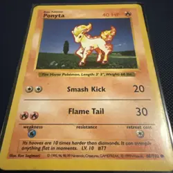 Ponyta 60/102 Pokemon Shadowless Base Set LP+ - Image 1