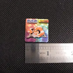 Kingler Pokemon Bros Card Kira Mini Game Boy Anime Nintendo Japan No.099 B - Image 2