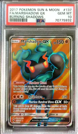 Marshadow GX PSA 10 Full Art Burning Shadows #137/147 Pokemon 2017 - Image 1