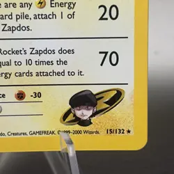 Rocket's Zapdos 15/132 Gym Challenge Unlimited Edition Holo PokÃ©mon Card - Image 5