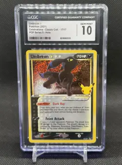Pokemon Umbreon Gold Star Celebrations Classic Collection 17/17, CGC 10 - Image 1