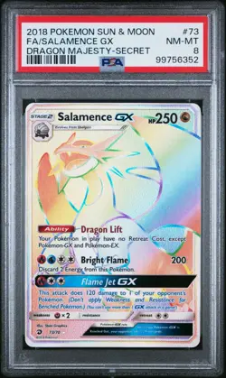 2018 POKEMON DRAGON MAJESTY SALAMENCE GX #73 SECRET RARE PSA 8 NM Graded Card - Image 1