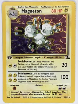 Magneton MP 1st Edition Fossil 11/62 Pokemon TCG Holo - Image 1