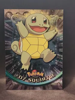 Topps Pokemon Card #07 Squirtle Holo Foil Black Logo Series - Image 1