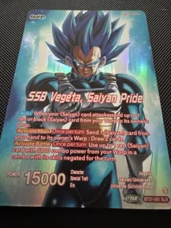 SSB Vegeta Saiyan Pride Card BT27-001 SLR Dragon Ball Super Masters History of Z - Image 8