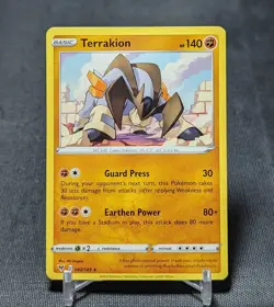 Terrakion Regular Rare Fighting 2020 Pokemon TCG SWSH VIVID VOLTAGE Card 092/185 - Image 1