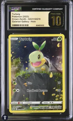 CGC 10 Turtwig GG31/GG70 Galarian Gallery Crown Zenith Holo Pokemon Card psa - Image 1