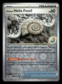 Antique Helix Fossil 153/165 Reverse Holo 151 Set Pokemon Card - Image 1