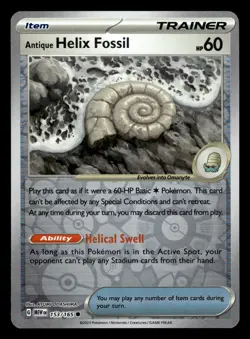 Antique Helix Fossil 153/165 Reverse Holo 151 Set Pokemon Card - Image 3