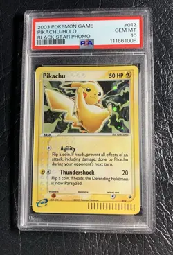 PSA 10 Pikachu HOLO 012 Black Star rare POKEMON Promo 2003 - Image 1
